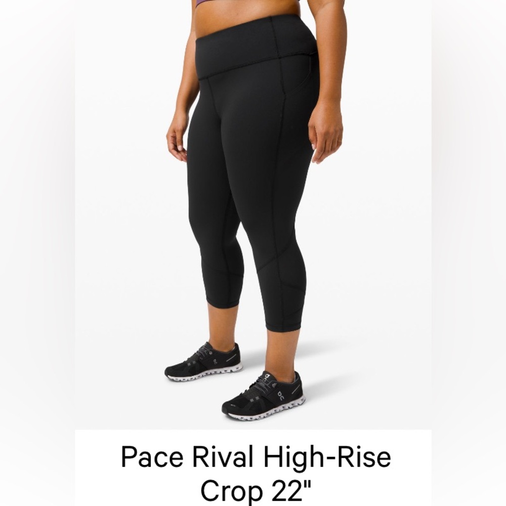Lululemon Pace Rival Crop with mesh size 4 black